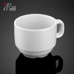 YAYU <b>Ceramic</b> Coffee <b>Cup</b> And Saucer Set Pure White Heat Resistant For Home Office Use - Product Image 2