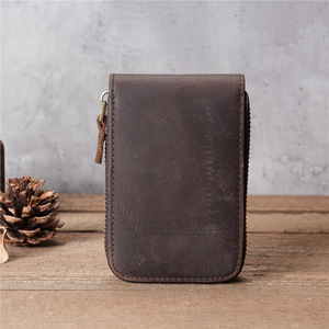 1121 cuero genuino hombres Retro <span class=keywords><strong>corto</strong></span> acordeón tarjetero Licencia de Conducir monedero primera capa de cuero de vaca comercio exterior - Product Image 6