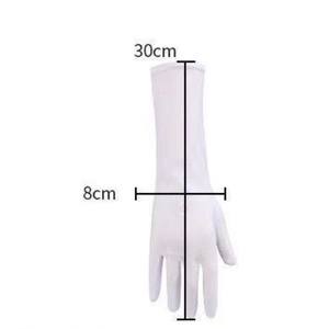 Gants en polyester blanc de longueur moyenne pour femmes, broderie de crème solaire d'été à haute élasticité, nouvelle étiquette, gants minces en gros - Product Image 6