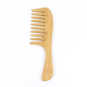Pettine a denti larghi di bambù naturale di nome del marchio personalizzato Anti-pettine antistatico per capelli ricci e mossi secchi
