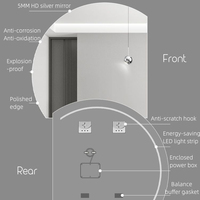 Grand miroir mural décoratif pour la maison, forme irrégulière, miroir intelligent à LED, demi-lune, grand écran tactile, miroir de salle de bain avec éclairage LED pour appartement