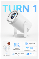 Projecteur intelligent compact de la taille d'une paume TURN1, WiFi sans fil, ultra courte focale, projecteur de cinéma maison intérieur