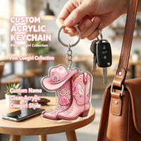 Porte-clés personnalisé en acrylique avec nom, texte gravé, monogramme, style gravé, cadeau, vente en gros, porte-clés personnalisé, porte-clés de voiture