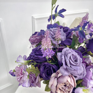 Decoración DE MESA DE BODA hecha a mano, centros de mesa de flores moradas, Bola de flores rosas <span class=keywords><strong>Lila</strong></span> para Ceremonia de Festival - Product Image 4