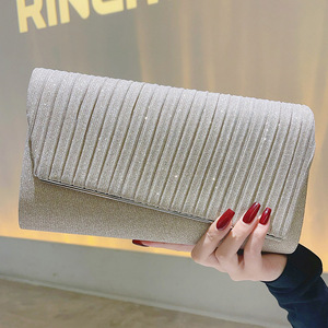 Women's Dinner <b>Clutch</b> Bag Solid Color Pleated Fashion All-match <b>Wedding</b> Suit Handbag Custom Wholesale Evening Party Bags - Product Image 3
