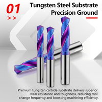 Forets en carbure de tungstène solide avec revêtement Nano bleu HRC60, forets hélicoïdaux en carbure D9.1-D15, outils de perçage de métaux CNC