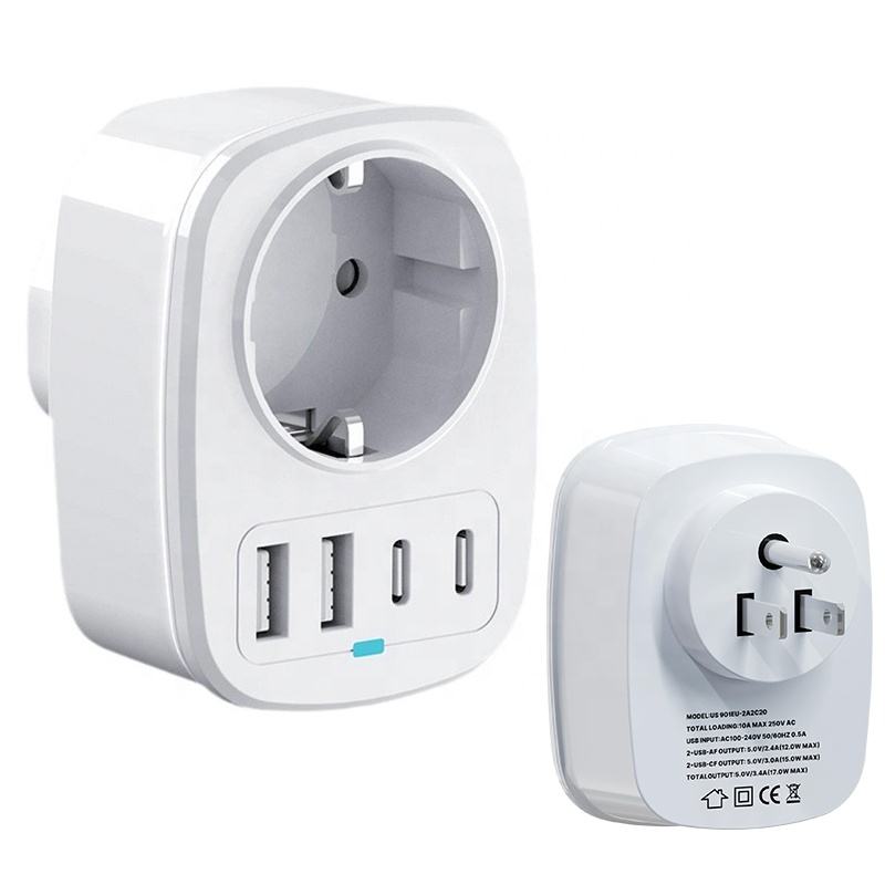 EU Standard AC Outlet EU to USA Socket Multi Power Plug Power Charger Adapter Socket UK Travel Plug Adapter with Usb and Type c