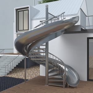 304ステンレス鋼製屋外片持ち式階段（スライド付き）高級ヴィラ家族向けレクリエーション用 - Product Image 1