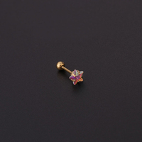 Pendientes de Acero Inoxidable con Piedras de Circonita Cúbica AB en Forma de Corazón, Estrella, Cuadrado y Redondo para Perforaciones de Hélice, Cartílago, Trago y Lóbulo