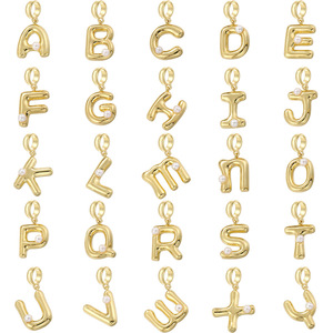 Elegante Colgante Hipoalergénico de Burbuja con Letra Inglesa (26 Letras) y Perla, Accesorios para Joyería DIY - Product Image 1