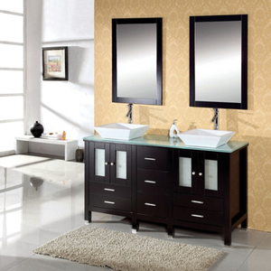 Todo tipo de productos de baño, muebles de baño de madera, <span class=keywords><strong>60</strong></span> pulgadas, doble lavabo, fabricante Foshan - Product Image 4