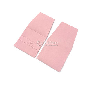 Luxueux velours doux rose microfibre bijoux pochette sac estampage à chaud Logo rabat bijoux sac à poussière - Product Image 5
