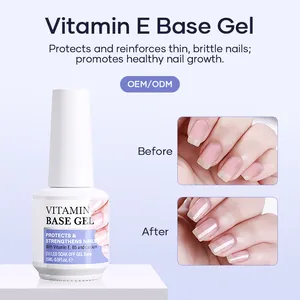 Nuevo producto, esmalte de Gel Base de goma vitamínica, esmalte de uñas de Gel Soak Off, Etiqueta Privada, logotipo aduanero, capa Base