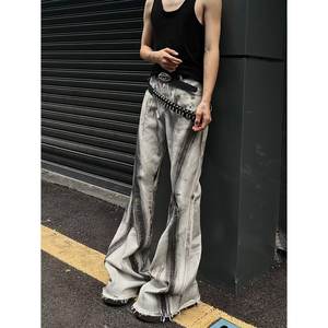 Jeans américains style Ro, dégradé, micro-huileux, à bordure en fourrure, pour hommes, style délavé contrasté rétro, pantalon de travail vintage pour femmes, vente en gros - Product Image 6