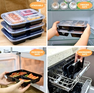 Vente en gros Boîte PP alimentaire jetable en plastique micro-ondable avec couvercles Bento Déjeuner Traiteur Conteneur d'emballage alimentaire à emporter à clapet - Product Image 4