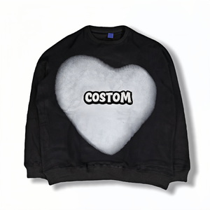 Sudadera de Hombre de Alta Calidad, Cuello Redondo, Manga Larga, Negra, Desgastada, 100% Algodón, Lavada con Ácido - Product Image 1