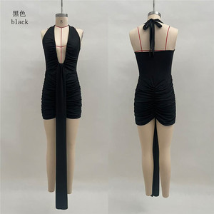 <span class=keywords><strong>Abito</strong></span> Mini da Donna con <span class=keywords><strong>Halter</strong></span>, Pieghe e Nastro, Collo a V Profondo, Schiena Scoperta, Sexy, per Feste, Collezione Estate 2026 - Product Image 6