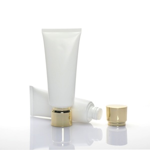 Custom White 50 100 150 ml Empty Soft Squeeze <b>Tube</b> Unique <b>Plastic</b> Packaging Golden Cap for Eye Cream Hand Cream Skin Labeling - Product Image 4