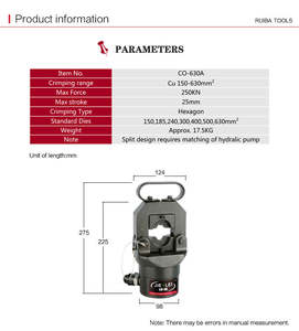 CO-500 CO-630A CO-400 CO-1000 Cu16-500mm2 دليل كابل العروات انقسام وحدة الصحافة أداة الكهربائية الهيدروليكية العقص أداة - Product Image 5