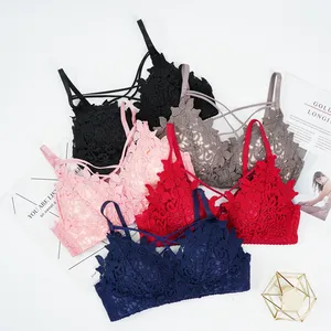 Set di <span class=keywords><strong>reggiseno</strong></span> in <span class=keywords><strong>pizzo</strong></span> <span class=keywords><strong>nero</strong></span> floreale da donna con prezzo all'ingrosso - Product Image 1