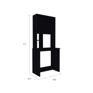 Escritorio DB Compu Hutch con cuatro estantes, escritorio negro con un estante inferior para una solución de almacenamiento mejorada - Product Image 4