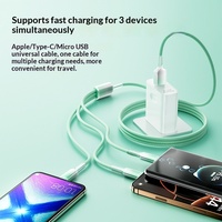 Câble de données tressé en nylon micro USB-A, USB-C, USB-L trois-en-un pour Android et iPhone – Accessoires électroniques en gros