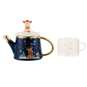 Turco nuovo stile regalo di viaggio tazza piattino Bone China Fine Royal porcellana ceramica teiera da caffè Set di tazze da tè di natale con teiera - Product Image 3