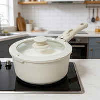 E-Top Ensemble de 7 ustensiles de cuisine antiadhésifs, compatible induction, en acier inoxydable, aluminium et céramique, comprenant une casserole à lait et une poêle à frire, personnalisable OEM