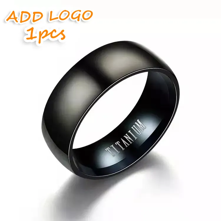 Grosir perhiasan Fashion kualitas tinggi cincin hitam pria baja Titanium Anillos jari Logo kustom