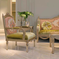 Ensemble de canapés en bois sculpté à la main, style classique italien, luxe antique royal, pour salon, maison, villa, appartement