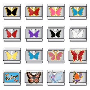 Charm Italiano Personalizado con Forma de Mariposa al por Mayor, Brazalete Italiano de Acero Inoxidable de 9 mm, Joyería de Moda para Hacer Manualidades, Regalo DIY - Product Image 3