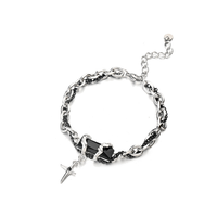 Bracelet en zircon noir en forme de croix - Convient aux hommes et aux femmes, avec une touche légère et luxueuse haut de gamme