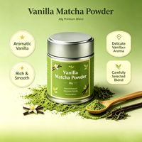 Poudre de Matcha Cérémonial Certifiée Marque Blanche OEM en Boîte de 30g, Poudre de Matcha Vanille en Boîte de 30g, Faible MOQ