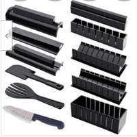 Kit de Fabrication de Sushi en Plastique 11 Pièces pour Débutants – Moule à Sushi Cœur, Rond, Carré – Outil de Roulement de Riz