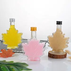 special maple shape unique 50ml 100ml 250ml syrup liquor glass bottle Spirits vodka whiskey cocktail with metal plastic cap