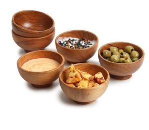 Petits bols en bois d'acacia écologiques, sculptés à la main, pour <span class=keywords><strong>sauce</strong></span>, salsa - Product Image 1