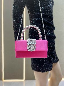 Sac de soirée pour femme 2026, style boîte, pochette en satin scintillant, sac à bandoulière chaîne, sacs messager, poignée supérieure, sacs à main carrés en strass - Product Image 5