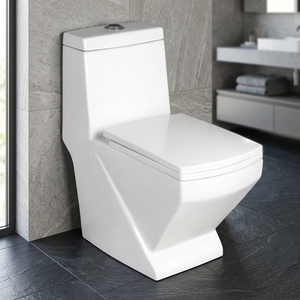 WC monobloc en céramique de luxe à haute efficacité, cuvette de toilette moderne à poser au sol avec siège en plastique - Product Image 6