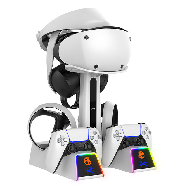 RGB Dual VR2 Controller Charging Stand Dock for PS5 and Playstation VR2 Accessories With Magnetic Connector & Power Adapter