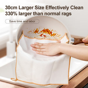 KOOCCA Material de microfibra ecológico paños de limpieza patrón de <span class=keywords><strong>rejilla</strong></span> 30cm tamaño más grande paño de toalla de cocina con cordón - Product Image 3