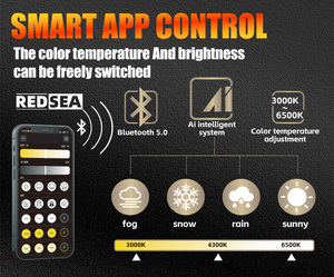 REDSEA Smart 200W 25000lm AI Tri Color Lampadina LED <span class=keywords><strong>H4</strong></span> 9007 per <span class=keywords><strong>Auto</strong></span>, Faro LED <span class=keywords><strong>H4</strong></span> AI H1 H7 H8 H11, Luci LED per <span class=keywords><strong>Auto</strong></span> - Product Image 4