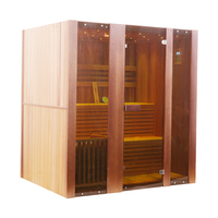 Sala de sauna de vapor para el hogar de madera de cedro rojo de gran oferta con luces de siete colores, compatible con personalización