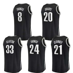 Brooklyn Black Basketball Jersey para hombre-100% Poliéster Logotipos bordados de secado rápido Uniforme cosido Ropa deportiva - Product Image 1