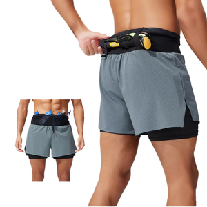 Pantalones Cortos Deportivos de Secado Rápido para Hombre y Mujer, Pantalones de Entrenamiento para Maratón al por Mayor con Bolsillo con Cremallera en la Cintura, Diseño sin Costuras - Product Image 1