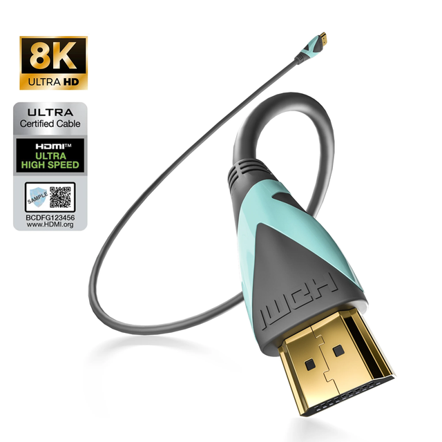 High Speed HDR 1 Meter 24K Gold Plated Ultra Thin PVC 8K for 2.1 Cable for DVD Player Monitor Projector Camera