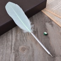 Stylo à bille en plumes d'oie naturelles, impression de logo personnalisée, cadeau promotionnel, 34-35 cm, usage de bureau