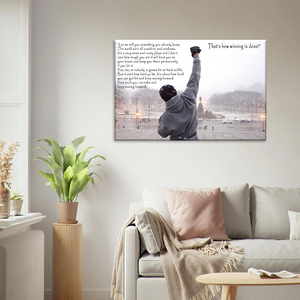 Impresión en lienzo motivacional de Rocky: cita de arte mural con texto en inglés «That's How Winning Is Done» para decoración del hogar y la oficina - Product Image 5