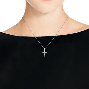 Hot Sale Women's Stainless Steel Pendant <strong>Necklace</strong> <strong>Silver</strong> Plated Cross Inlaid Abalone <strong>Shell</strong> Trendy Chain for GiftNE250039 - Product Image 3