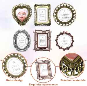 Marco de Fotos Romántico con Forma de Corazón, Marco de Fotos de Bronce Antiguo, Marco de Fotos Redondo de Metal con Relieve Personalizado de Fábrica, Proveedor con MOQ Bajo - Product Image 1