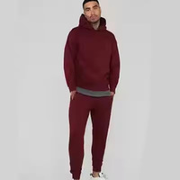 Survêtement d'Hiver en Gros à Taille Élastique, Logo Personnalisé, Couleur Unie, Ensemble Sweat à Capuche et Pantalon de Jogging pour Homme